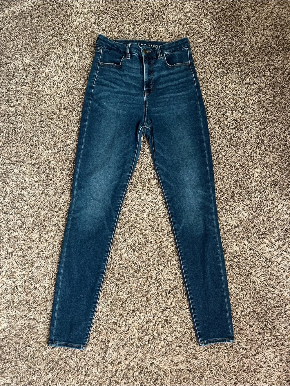 American Eagle Outfitters Dark Blue High-Rise Skinny Jeans
